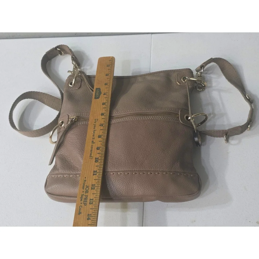 The Sak Taupe Brown Pebbled Leather Crossbody Bag Gold Hardware Adjustable Strap